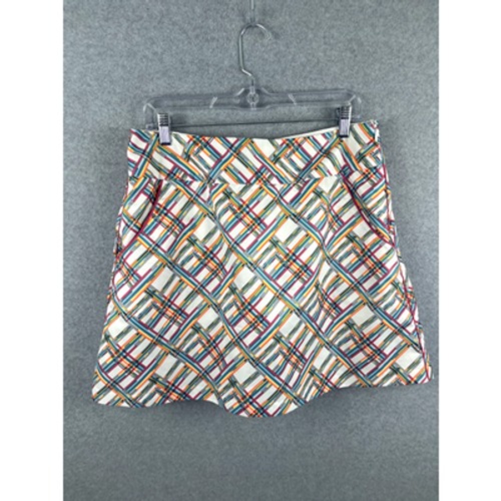 Adidas Golf Skirt Womens 10 Multi Color Zig Zag Pattern Lined Retro Tennis Skort